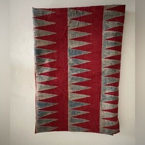 Red and Gray Geometric Patterned Cloth Fabric (2 yards)